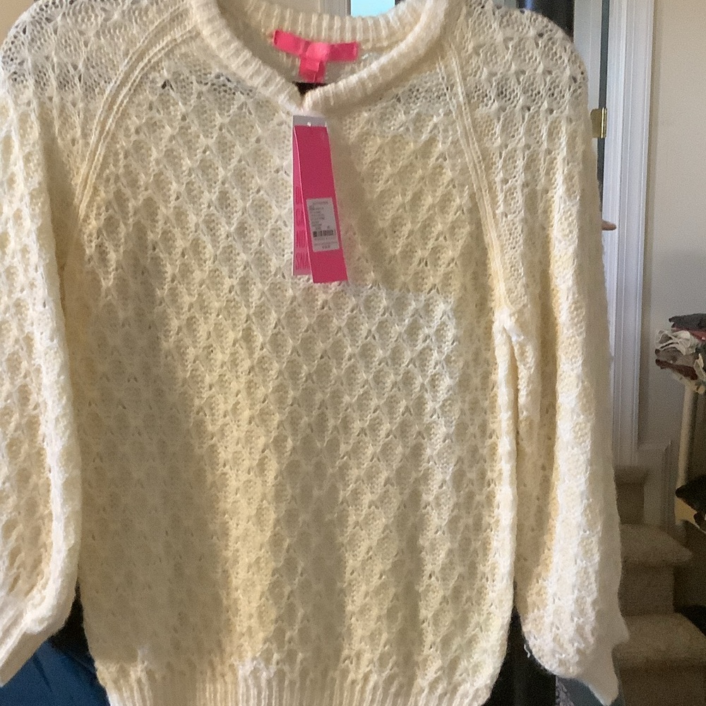 Lilly Pulitzer Corabelle Knit Sweater, coconut Honeycomb, XS,‎ New